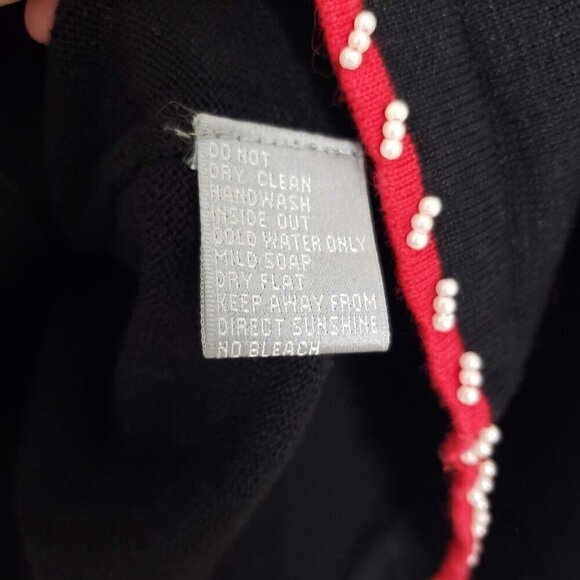 Berek Christmas Cardigan Womens Size Medium Black Vintage Nutcracker Beaded - Picture 8 of 14